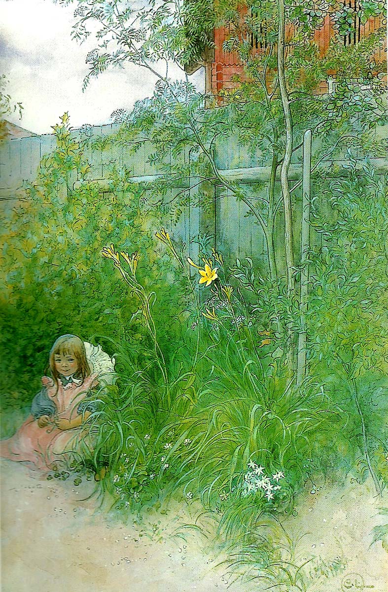 Carl Larsson brita i blomrabatten